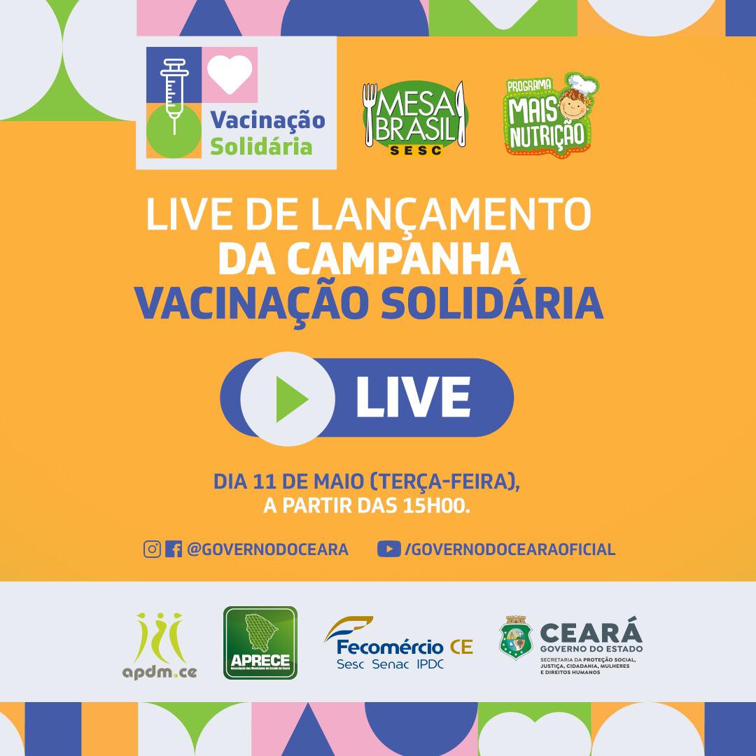 LIVE VACINAÇÃO SOLIDÁRIO - 11/05 ÀS 15H